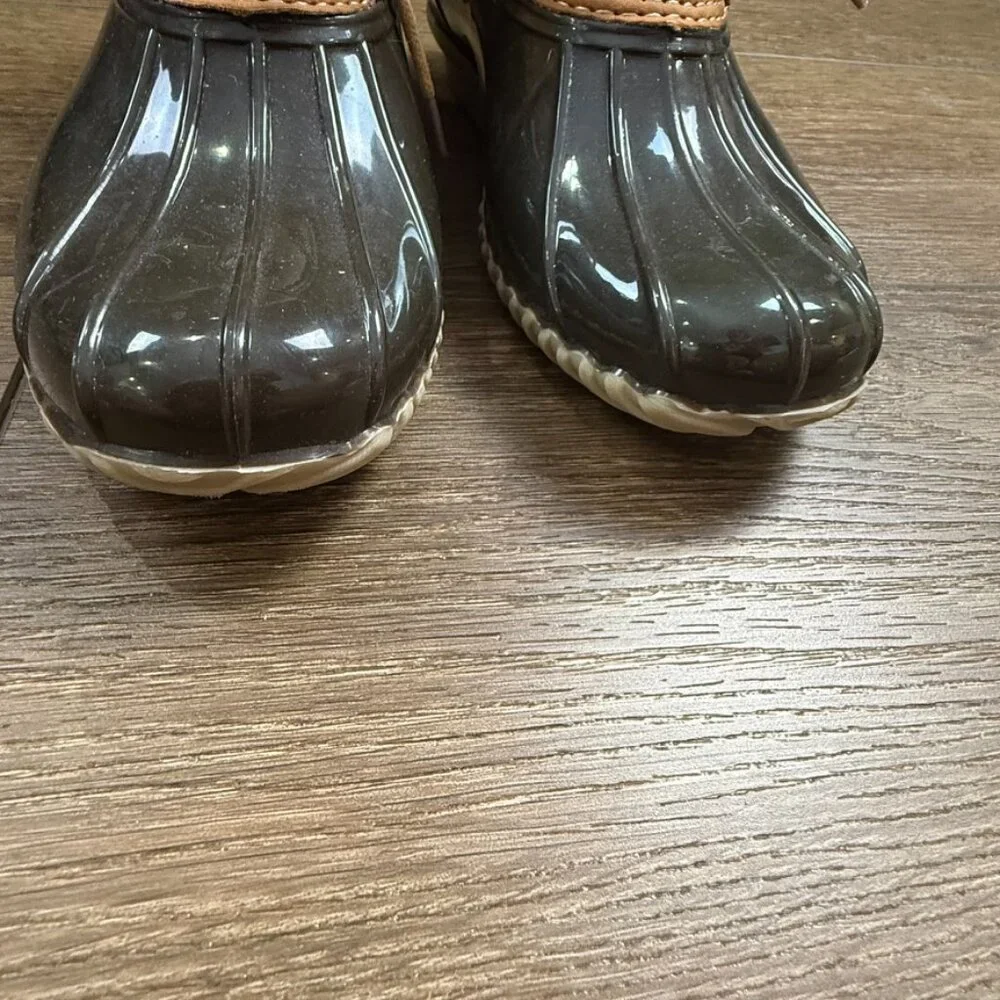 Tommy Hilfiger Women's Ankle Duck Boots, Lace-Up, Rubber, Leather Sz 6